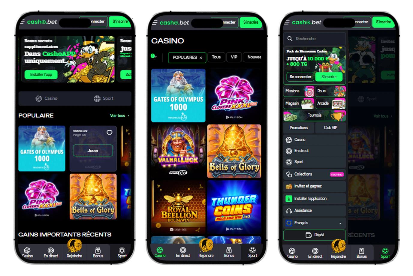 Application mobile Cashobet pour les jeux de casino et les paris sportifs